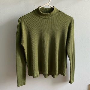 Olive green long sleeved mock neck shirt